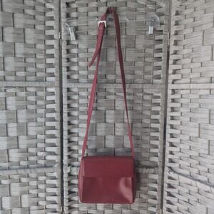 Vtg Lamarthe Crossbody Bag Red Leather Flap Adjustable Strap Made in Italy EUC